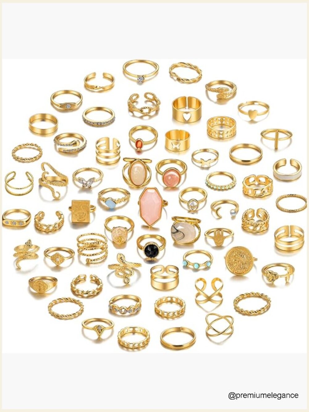 60 PCS Stackable Vintage Knuckle Rings Set for Women, Dainty Midi Rings